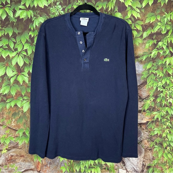 Lacoste Other - LACOSTE Navy Waffle Weave Sleeveless Henley, Slim Fit XL/6
